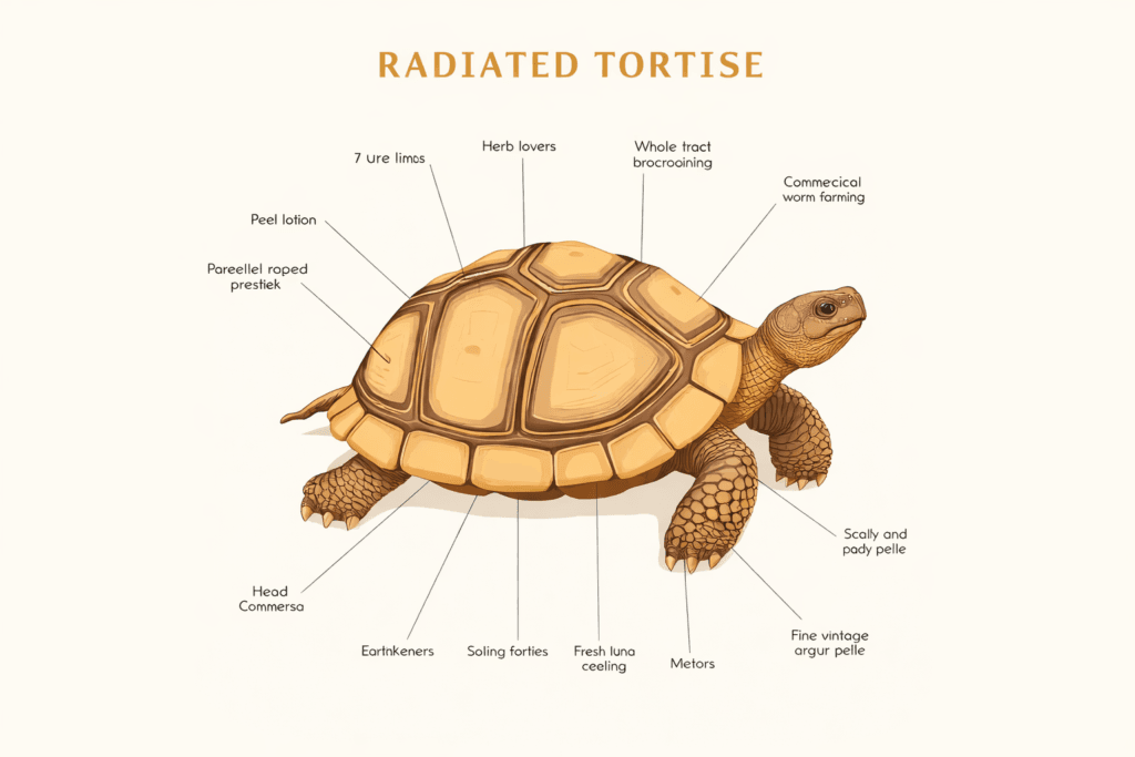 Radiated tortoise anatomy illustration