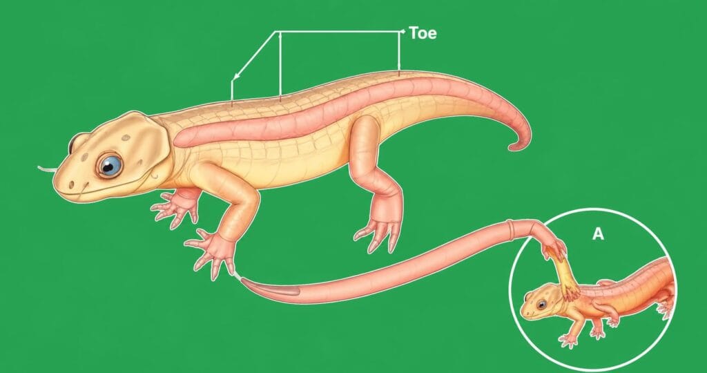 anatomical diagram with tail focus