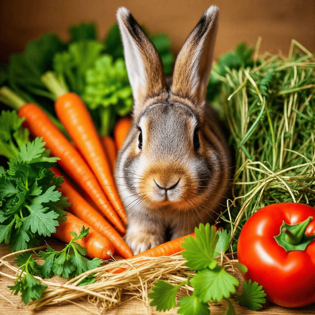Herbie, the Oldest Living Rabbit: Rustic bunny with fresh produce