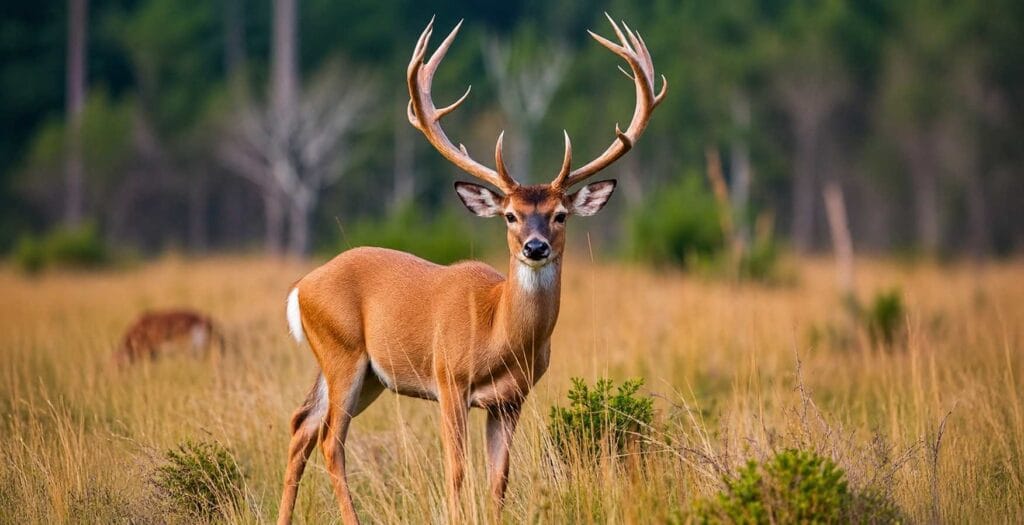 Calm buck in a golden meadow