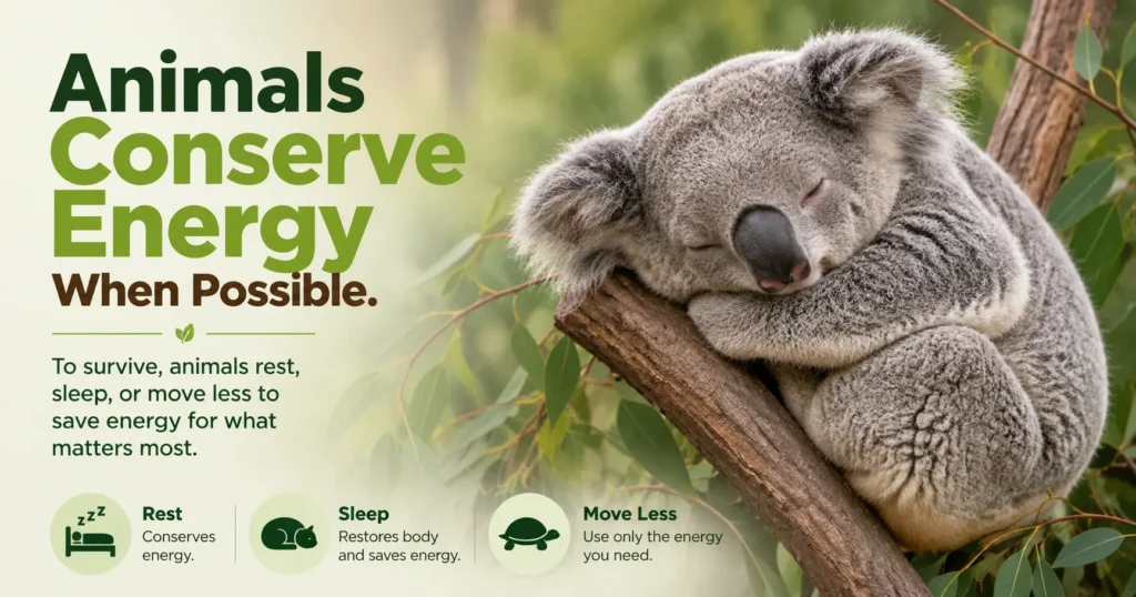 Animals conserve energy for survival