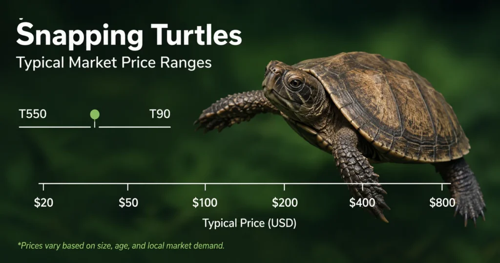 Snapping turtles market price overview