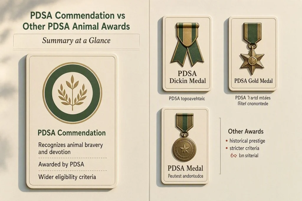 PDSA Commendation vs Other PDSA Animal Awards