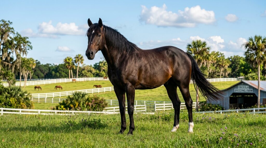 Stallion standing at a Florida breeding farm